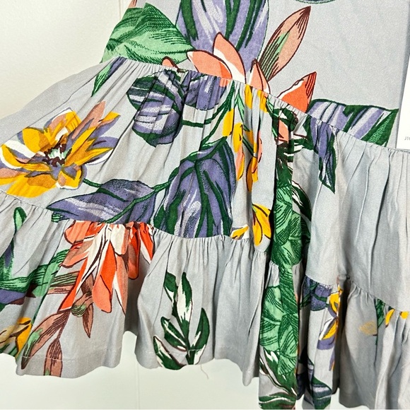 Patrons of Peace Grey Strappy Floral Babydoll Ruffle Crop Top Women’s Size S NWT - Picture 7 of 8